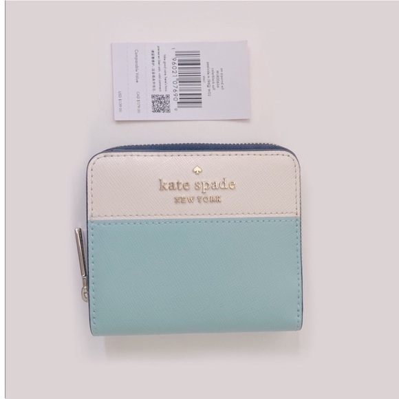 ♠️Kate Spade Staci Colorblock Saffiano Small Zip Around Wallet, Poolside… - Picture 4 of 4